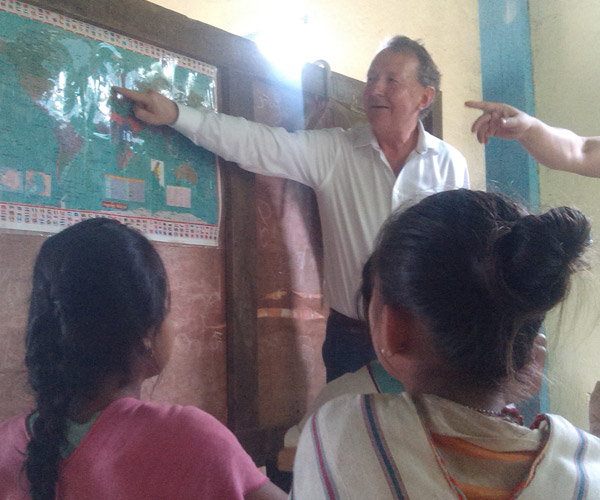 David Alton in Burma classroom